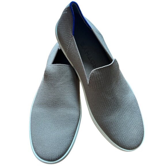 Rothys Slip On Sneakers Loafer Womens Size 11 Brown Knit Upper Blue Accent Strip - Picture 1 of 10